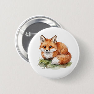 5 Cm Badge rond à motif de renard à l'aquarelle