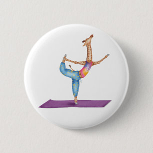 5 Cm Drôle badge rond de girafe de yoga