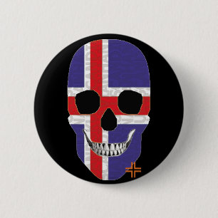 5 Cm HANDSKULL Islande Badge rond noir B2