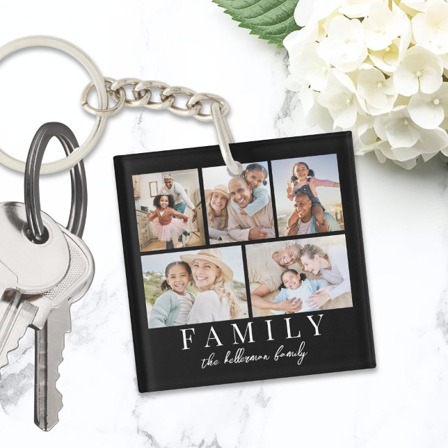 5 Collage Photo Double Face (5 Photo Collage Double Sided Keychain )