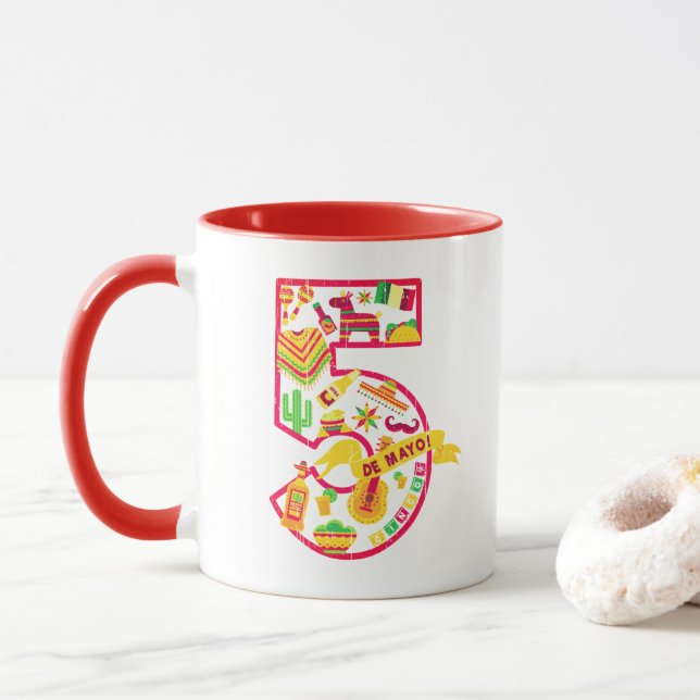 5 De Mayo - Mexikanische Symbole Tasse (Mit Donut)
