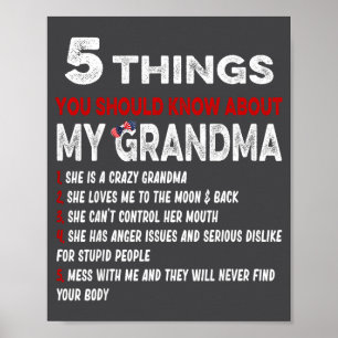 5 Dinge, die Sie über meine Oma lustige Gr wissen Poster