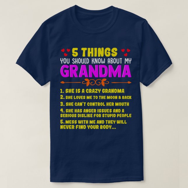 5 Dinge, die Sie über meinen Oma-Spaß wissen sollt T-Shirt (Design vorne)