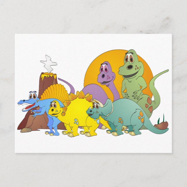 5 Dinosaurier-Freunde Postkarte (Vorderseite)