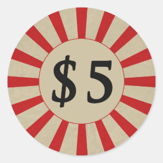 5 Dollar (Dollar) Rund-Glossy-Preis Runder Aufkleber