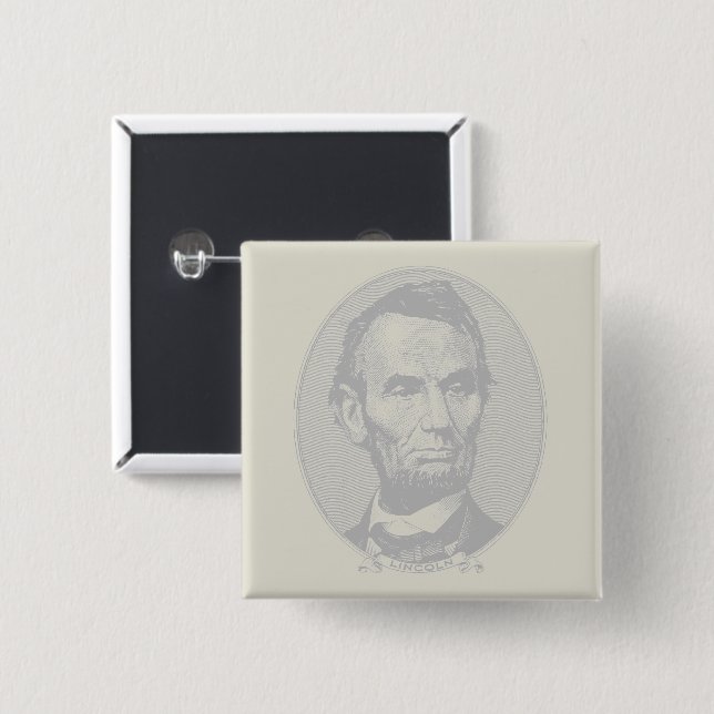 5 Dollar Geld von Präsident Abraham Lincoln Button (Vorne & Hinten)