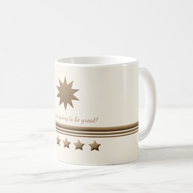 5 Étoiles Brossé Gold & Cream Mug (Devant droit)