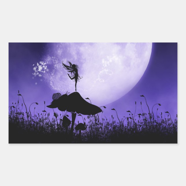 5 Fairy Silhouette 2 Rechteckiger Aufkleber (Vorderseite)