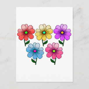 5 Farben Blumen Design Postkarte