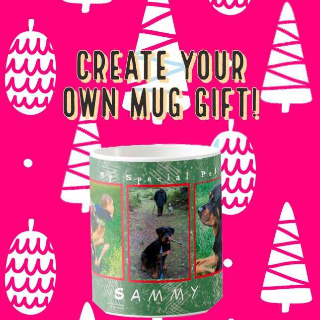 5-Foto-2-Text-Personalize Holiday Pet, Family Pix Kaffeetasse (Von Creator hochgeladen)