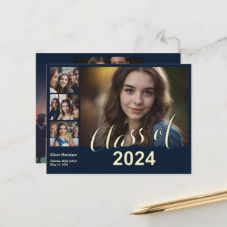 5 Foto Abschluss Collage Ankündigung Postkarte