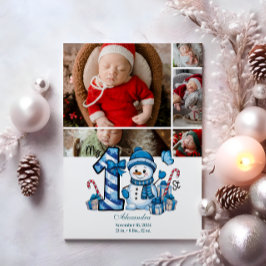 5 Foto Blue Snowman Erster Weihnachtsmann Feiertagskarte