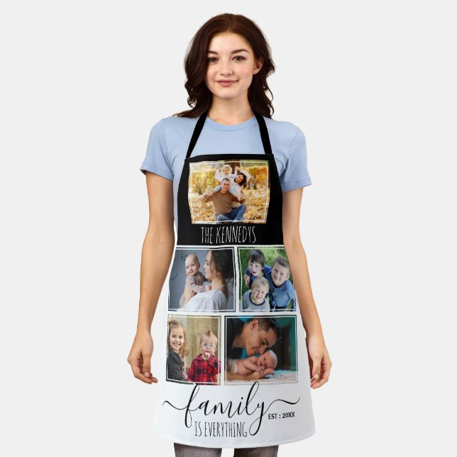 5 Foto Collage Familienname Oma Geschenk Schürze (Getragen)