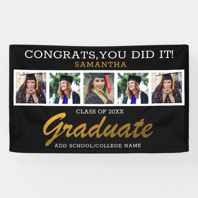 5 Foto Collage Glückwunschs Graduate 2025 Abschlus Banner (Horizontal)
