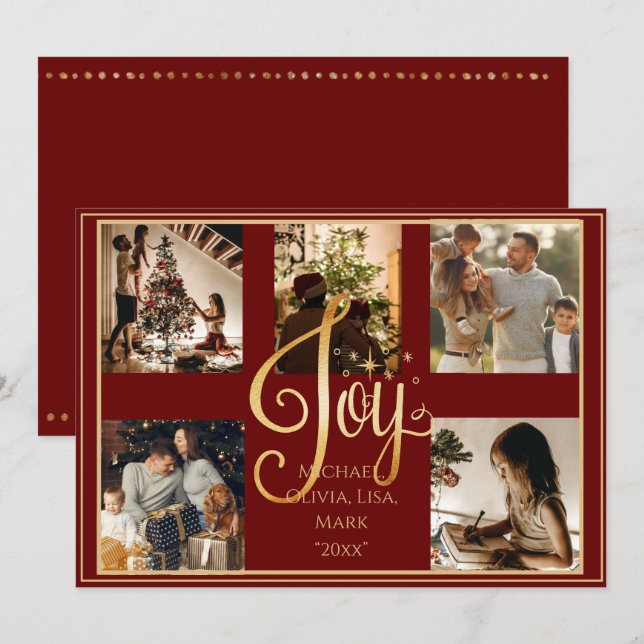 5 Foto Collage gold Freude Weihnachten Weihnachten (Vorne/Hinten)