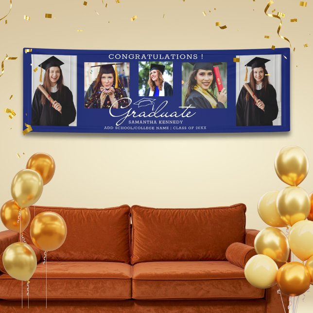 5 Foto Collage Gratulation Graduate 2024 Blue Banner (Von Creator hochgeladen)