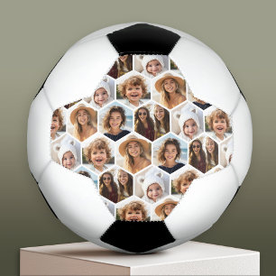 5 Foto Collage Honeycomb Hexagon Muster - weiß Fußball