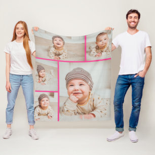 5 Foto-Collage Maßgeschneidert Personalisiert Fleecedecke