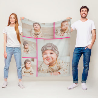 5 Foto-Collage Maßgeschneidert Personalisiert Fleecedecke