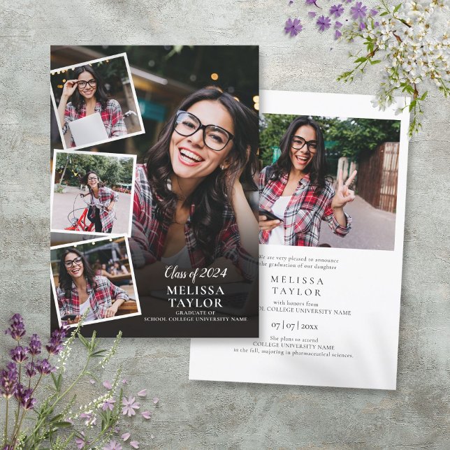 5 Foto Collage Moderne Abschluss Ankündigung (5 Photo Collage Modern Graduation Announcement)