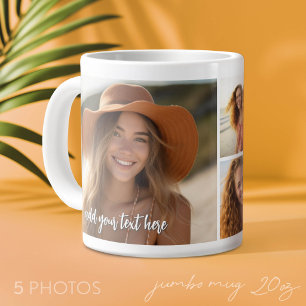 5-Foto-Collage - Moderne Minimalschrift mit Text Jumbo-Tasse