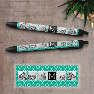 5-Foto-Collage-Monogramm - Smaragdgrün und Schwarz Kugelschreiber