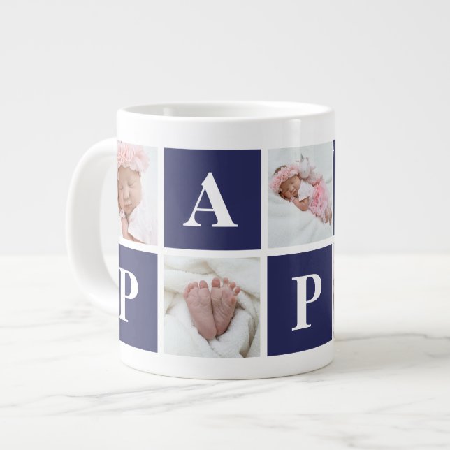 5 Foto Collage Papa Spezielle Kaffeepuppen Jumbo-Tasse (Vorderseite Links)