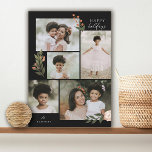 5 Foto Collage Terracotta Boho Floral Feiertagskarte<br><div class="desc">Diese schöne Collage Foto Ferienkarte mit handgemalten Blumenelementen in Olivgrün,  Elfenbein und Terrakotta-Bronze Orange. Stilvolle handgeschriebene Typografie lautet "Happy Holidays". Der Hintergrund auf der Vorderseite der Karte ist schwarz,  und die Rückseite der Karte weist einen passenden Terrakotta-Hintergrund auf. Beide Hintergrundfarben können auf jede gewünschte Farbe angepasst werden.</div>