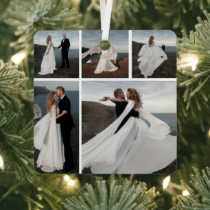 5 Foto Collage Unser erstes Weihnachtspaar Ornament Aus Metall