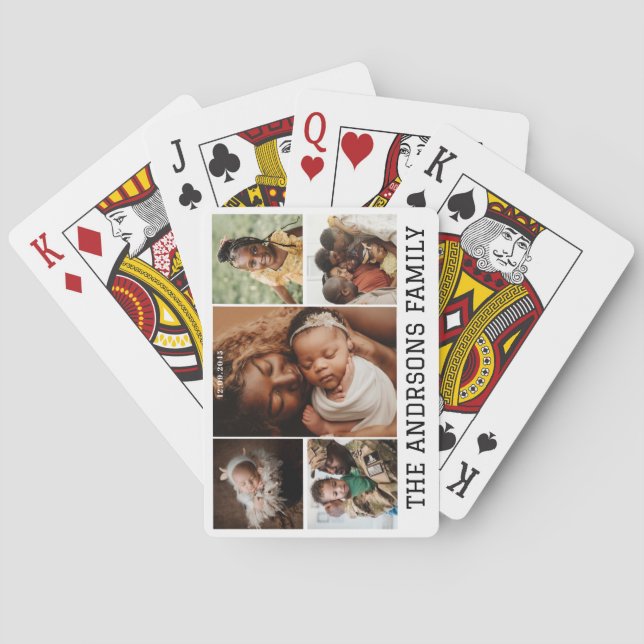 5-Foto-Collage-Vorlagenfamilie Spielkarten (Rückseite)