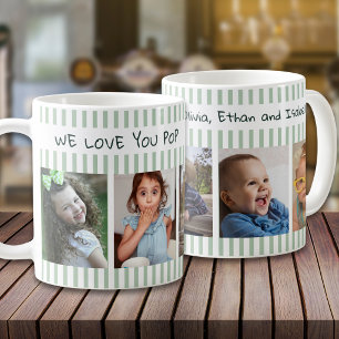 5-Foto-Collage Wir lieben dich Pop Sagegrün gestre Kaffeetasse