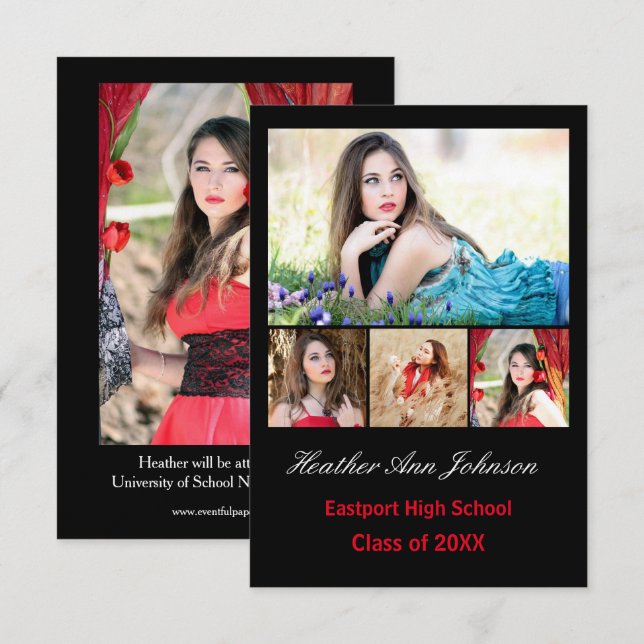 5 Foto-Collagen-Vertikale - Mitteilung des Einladung (Vorne/Hinten)