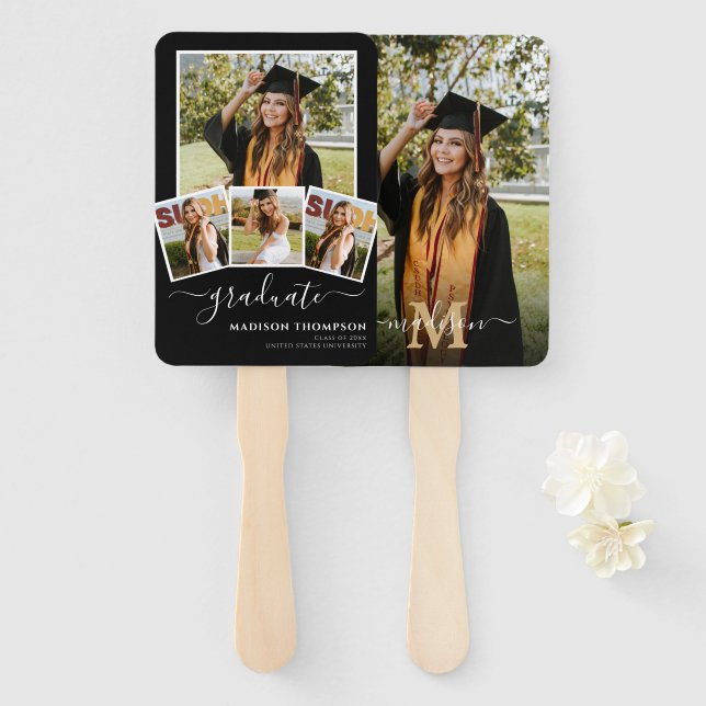 5 Foto Einfache Graduierung Schwarz-weiß Fächer (Vorne und Hinten)