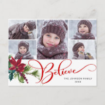 5 Foto Elegant Poinsettia Weihnachten BELIEVE