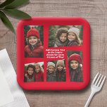 5 Foto Funky Retro Frame mit Text - Rot Pappteller<br><div class="desc">Verwenden Sie fünf Bilder,  um eine einzigartige und trendige Party Platte zu machen. Es verfügt über einen Bereich für 5 Fotos in einem trendigen Retro-Design. Sie können bis zu 4 Textzeilen in der Mitte hinzufügen,  um das Party oder Ereignis hinzuzufügen.</div>