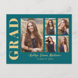 5 Foto Grad Collage Modernes Drehbuch Aquamarin un Postkarte