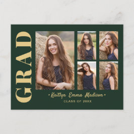 5 Foto Grad Collage Modernes Drehbuch Grün und Gol Postkarte