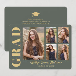 5 Foto Grad Collage Modernes Drehbuch und Gold Ankündigung