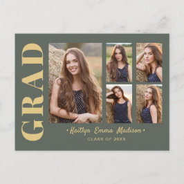 5 Foto Grad Collage Modernes Drehbuch und Gold Postkarte