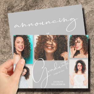 5 Foto Grau Abschluss Einladung