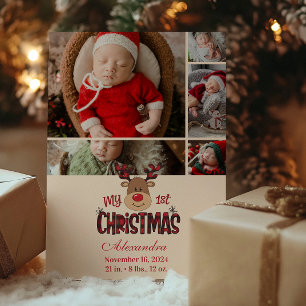 5 Foto Karo-Rentier Baby erstes Weihnachten