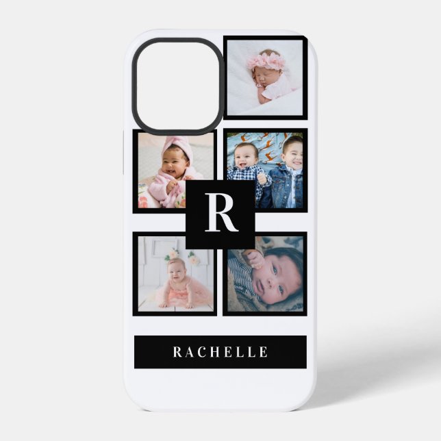 5 Foto & Monogramm & Name iPhone 12 Pro Hülle (Rückseite)