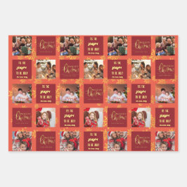 5 Foto Red Blue Black Frohe Weihnachten. Geschenkpapier Set