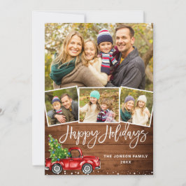 5 FOTO Retro Weihnachten Roter LKW Rustikaler Gruß