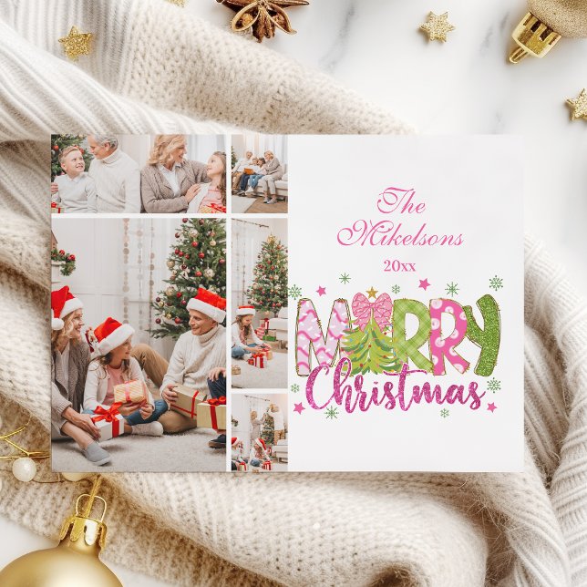 5 Foto Rosa grüner Bow Tree Frohe Weihnachten (Von Creator hochgeladen)