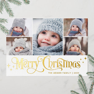 5 FOTO Sparkor Weihnachtsgrüße Gold Foil Holid Folien Feiertagskarte
