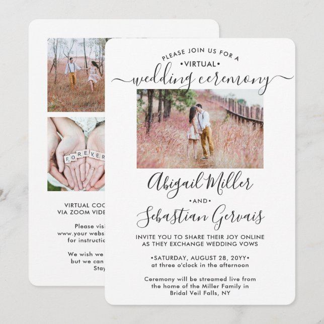 5 Foto Virtual Wedding Livestream Long Distance Einladung (Vorne/Hinten)