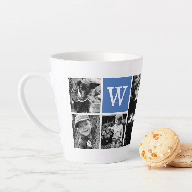 5-Foto-Vorlage Blaues Monogramm Milchtasse (Beispiel)