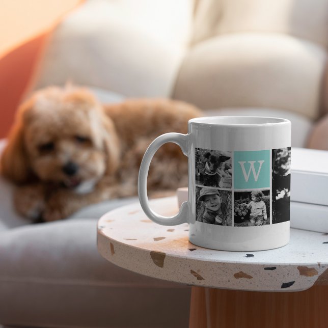 5-Foto-Vorlage Personalisiertes Monogramm Kaffeetasse (Von Creator hochgeladen)