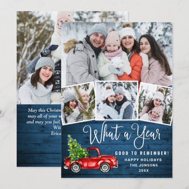 5 Foto Was für ein Jahr Weihnachten Red Farm Truck (Vorne/Hinten)
